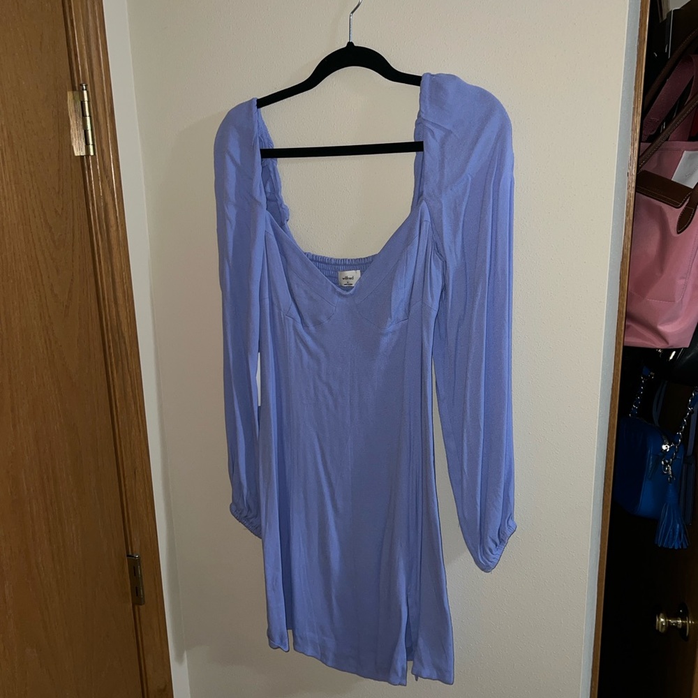 Aritzia Novella Blue Long Sleeve Dress